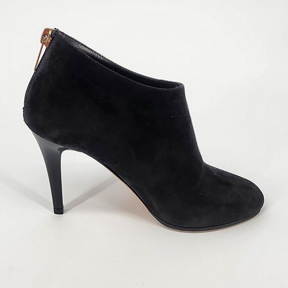 Jimmy Choo Black Suede Ankle Booties with Gold Zipper | Women’s 34.5 (US 4.5) - Picture 6 of 15